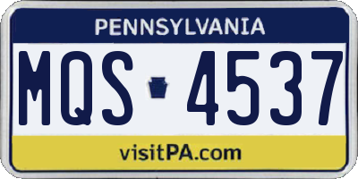 PA license plate MQS4537