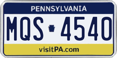 PA license plate MQS4540