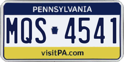 PA license plate MQS4541