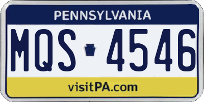 PA license plate MQS4546
