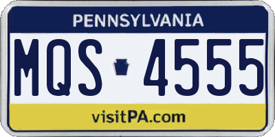 PA license plate MQS4555