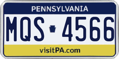 PA license plate MQS4566