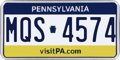 PA license plate MQS4574