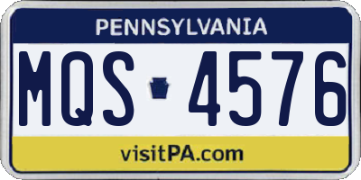PA license plate MQS4576