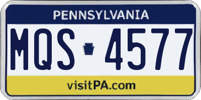 PA license plate MQS4577