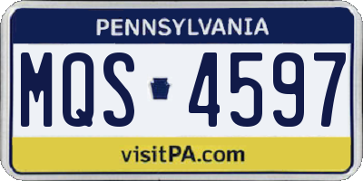 PA license plate MQS4597
