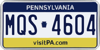 PA license plate MQS4604