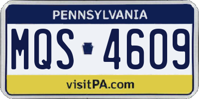 PA license plate MQS4609