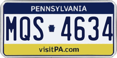 PA license plate MQS4634
