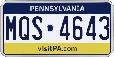 PA license plate MQS4643