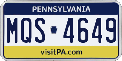 PA license plate MQS4649