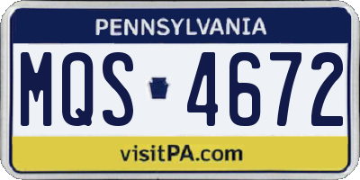 PA license plate MQS4672