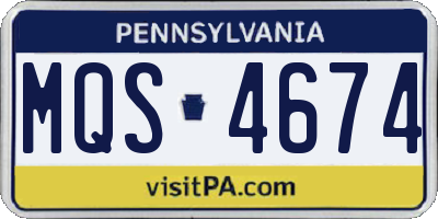 PA license plate MQS4674