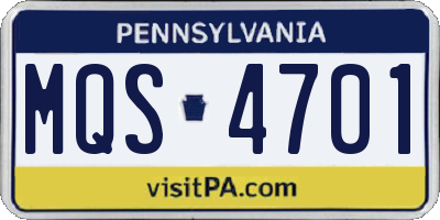 PA license plate MQS4701