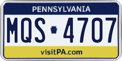 PA license plate MQS4707