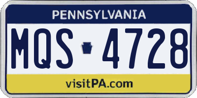 PA license plate MQS4728
