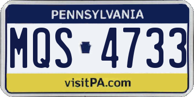 PA license plate MQS4733