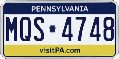 PA license plate MQS4748