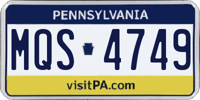 PA license plate MQS4749