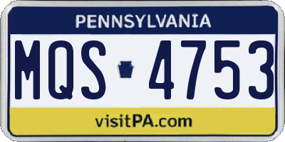 PA license plate MQS4753