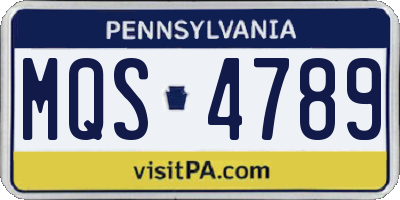 PA license plate MQS4789