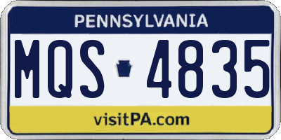 PA license plate MQS4835