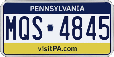 PA license plate MQS4845