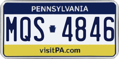PA license plate MQS4846