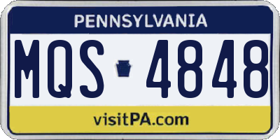 PA license plate MQS4848