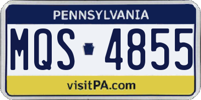 PA license plate MQS4855