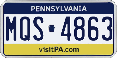 PA license plate MQS4863