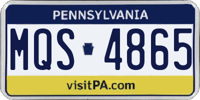 PA license plate MQS4865