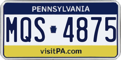 PA license plate MQS4875