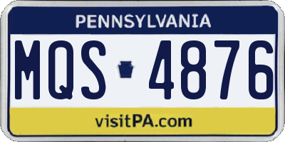 PA license plate MQS4876