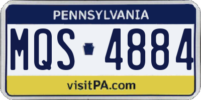 PA license plate MQS4884