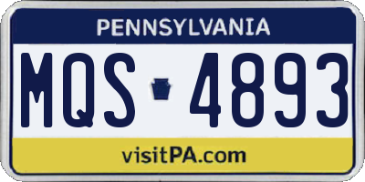 PA license plate MQS4893
