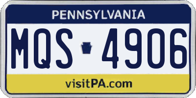 PA license plate MQS4906
