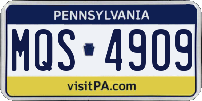 PA license plate MQS4909