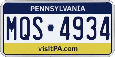PA license plate MQS4934