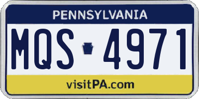PA license plate MQS4971
