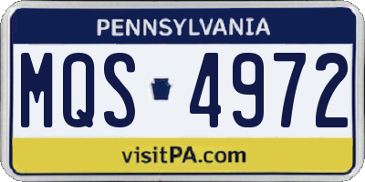 PA license plate MQS4972