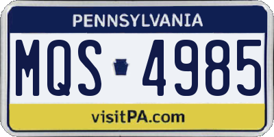 PA license plate MQS4985