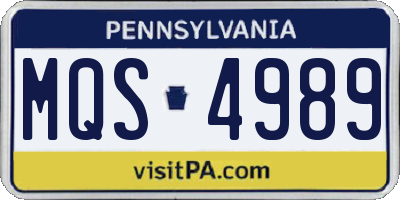 PA license plate MQS4989