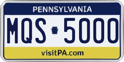PA license plate MQS5000