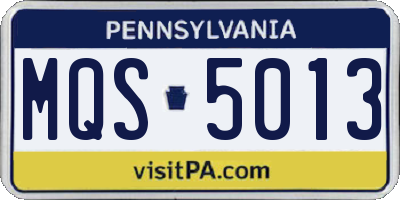 PA license plate MQS5013