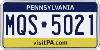 PA license plate MQS5021