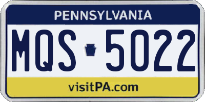 PA license plate MQS5022