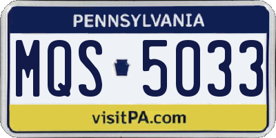 PA license plate MQS5033