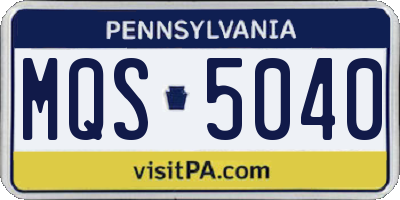 PA license plate MQS5040