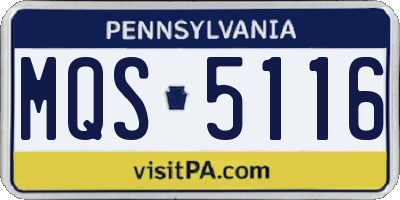 PA license plate MQS5116